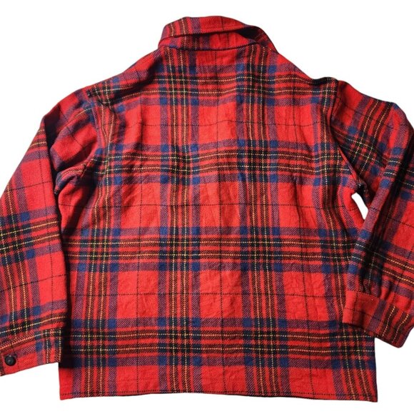 Vintage Pendleton Mens Medium Red Plaid Board Wool Button up Shacket Shirt - Picture 6 of 11